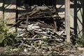 Close up of pile of wood debris and concrete Royalty Free Stock Photo