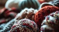 A close up of a pile of yarn balls on top of each other, AI