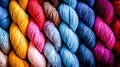 A close up of a bunch of yarns in different colors, AI Royalty Free Stock Photo