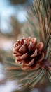 A close up of a pine cone on a tree branch Royalty Free Stock Photo