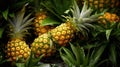 Close-up of pineapples at the garden