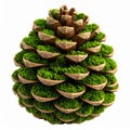 Close Up of a Pinecone with Green Moss Isolated on a Clean White Background Royalty Free Stock Photo
