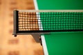 Close up ping pong net and line - green table Royalty Free Stock Photo