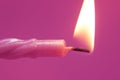 Close-up of pink birthday candle Royalty Free Stock Photo