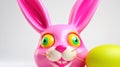 A close up of a pink bunny with an egg, AI Royalty Free Stock Photo