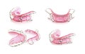 Close up pink dental braces or retainer isolated on white backgr Royalty Free Stock Photo