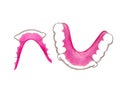 Close up pink dental braces or retainer isolated on white background Royalty Free Stock Photo