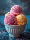 Close-up of Pink Ice Cream with Raspberries and Chocolate Chips Royalty Free Stock Photo