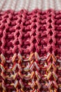 Close up of pink knitted wool texture Royalty Free Stock Photo