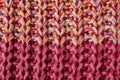 Close up of pink knitted wool texture Royalty Free Stock Photo