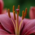 Close Up of a Pink Lily Flower with Orange Stamens Royalty Free Stock Photo
