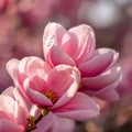 Close-up of pink magnolia blossoms in soft focus Royalty Free Stock Photo