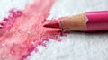 Close-Up of Pink Pencil Drawing Arrow on White Background