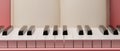 Close up pink piano keyboard, modern piano design