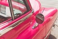 Close up of Pink Retro Vintage Classic American Car, Havana, Cuba Royalty Free Stock Photo