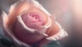 a close up of a pink rose with a blurry back ground and light coming from the center of the flower, with a soft focus on the Royalty Free Stock Photo