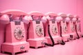 Close up of pink telephones on pink background Royalty Free Stock Photo