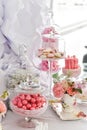 Close up of wedding dessert table