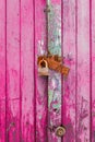Close up of pink wooden door Royalty Free Stock Photo