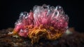 a close up of a pink and yellow sea anemone Royalty Free Stock Photo