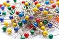 Close up pins on the white background Royalty Free Stock Photo
