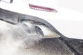 Close up on pipe exhaust car smoke emission Royalty Free Stock Photo