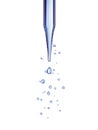 Close up pipette with drop on white