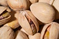 Close-up of pistachio. Pistachios texture. Nuts. Roasted salted pistachio nuts healthy delicious food Royalty Free Stock Photo