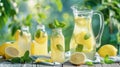 Close-up of Pitcher Lemonade Lemons Mint Leaves Royalty Free Stock Photo