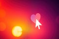 Close-up of a pixel cursor on a heart Ã¢â¬\' digital affection Royalty Free Stock Photo