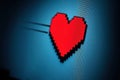 Close-up of a pixel cursor on a heart Ã¢â¬\' digital affection Royalty Free Stock Photo