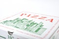 Close up of pizza box Royalty Free Stock Photo