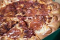 Close up of pizza in a fast delivery box. Royalty Free Stock Photo