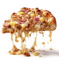 Delicious Hawaiian Pizza Slice with Dripping Melted Cheese Royalty Free Stock Photo