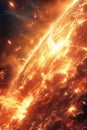 A close up of a planet with fire and explosions, AI