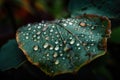 close-up of plant leaf, with hundreds of tiny crystals and dew drops Royalty Free Stock Photo