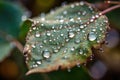 close-up of plant leaf, with hundreds of tiny crystals and dew drops Royalty Free Stock Photo