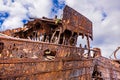 Close up of the Plassey shipwreck on the rocky beach of Inis Oirr island