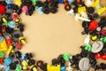 Close-up of plastic colored clips for car.Abstract background. Panel plastic rivets, Auto plastic clips Royalty Free Stock Photo
