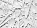 plastic cutlery spoon fork knife utensil recycling disposable Royalty Free Stock Photo