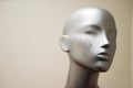 Close-up of a plastic mannequin head in a shop window Royalty Free Stock Photo