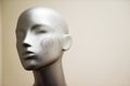 Close-up of a plastic mannequin head in a shop window Royalty Free Stock Photo