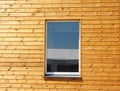 Close up on Plastic PVC Window in New Modern Passive Wooden House