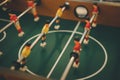 Close up of plastic table football game, sport in home concept Royalty Free Stock Photo