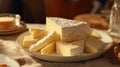 a close up of a plate of cheese