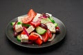 Close-up of a plate of classic greek salad