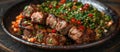 Close-Up of Plate of Delicious Seasoned Meat