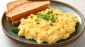 Scrumptious Scrambled Eggs with Toasted Bread on a Plate Royalty Free Stock Photo