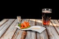 Close-up of a plate of Mexican-style Shrimp Royalty Free Stock Photo