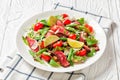 Close-up on a plate of sliced beef steak salad Royalty Free Stock Photo